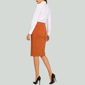 High Waist Side Seam Button Knit Bodycon Skirt