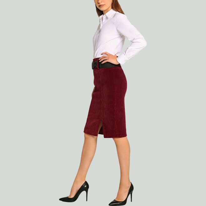 Women's Front Slit High Waist Vintage Pencil Skirt