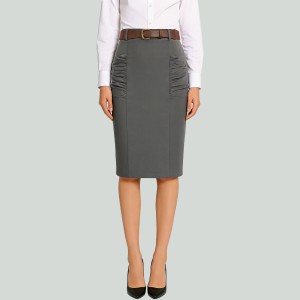 Shiny Detail High Waist Back Slit Pencil Skirt