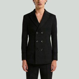 Double-Breasted Tweed Wool Coat