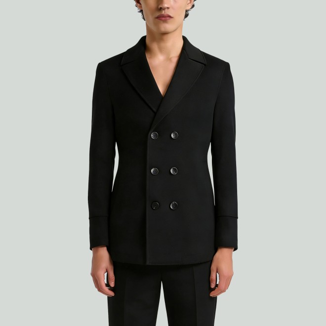 Double-Breasted Tweed Wool Coat