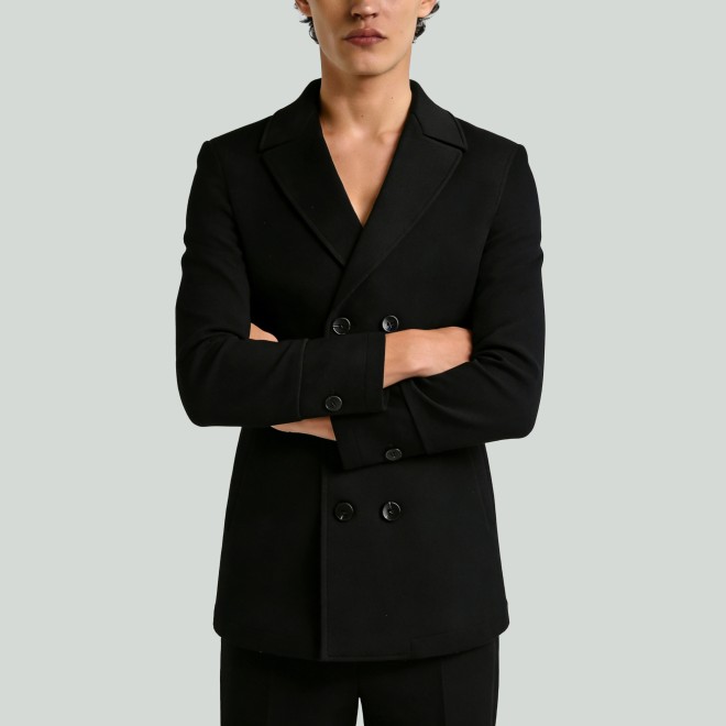 Double-Breasted Tweed Wool Coat