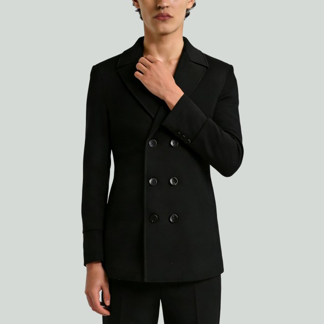 Double-Breasted Tweed Wool Coat