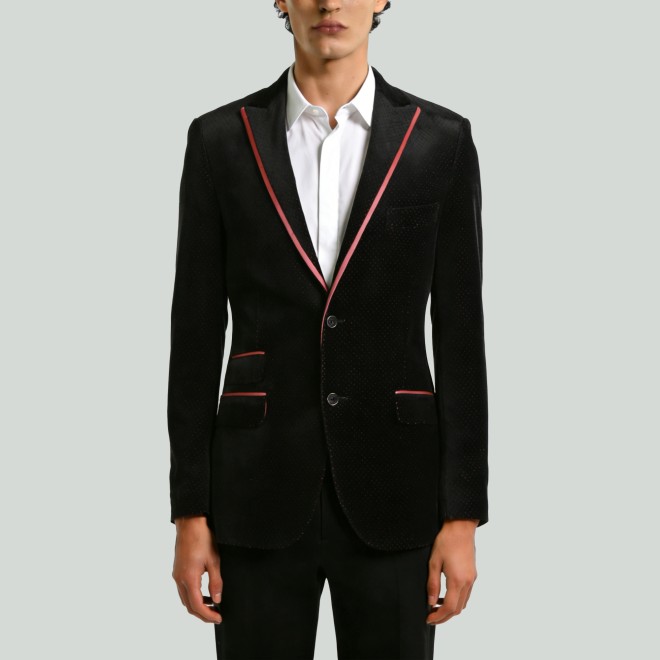 Men's Color-Block Velvet Suit