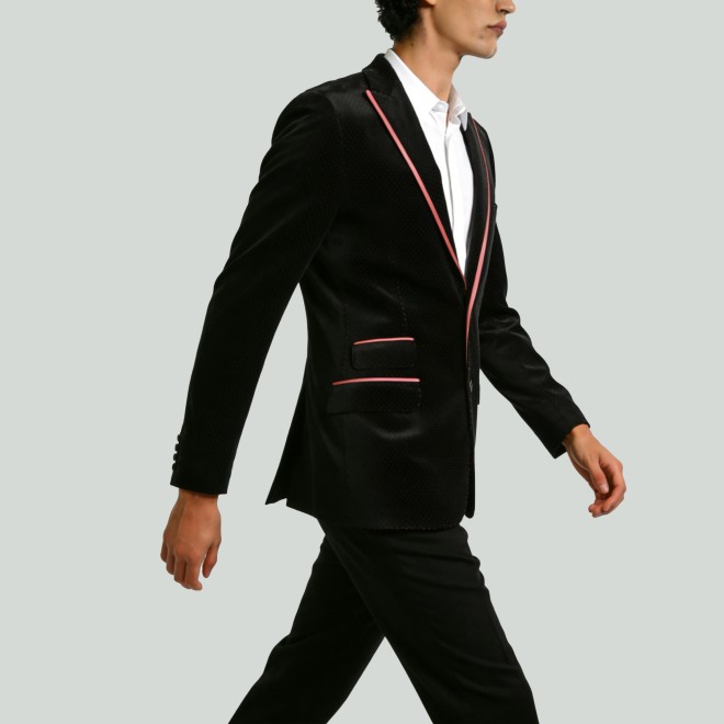 Men's Color-Block Velvet Suit