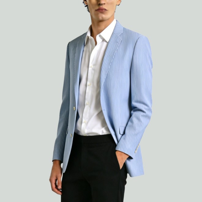 Men's Business Casual Striped Suit Jacket