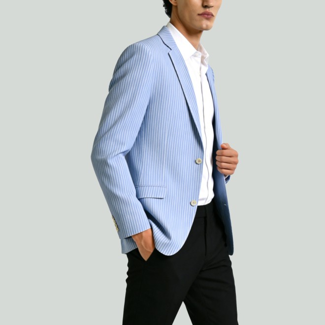 Men's Business Casual Striped Suit Jacket