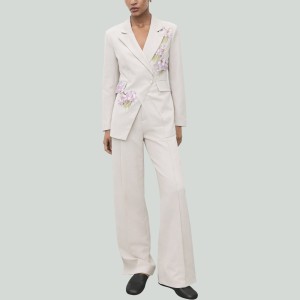 3D Floral Sport Jacket and Wide-Leg Pants Set