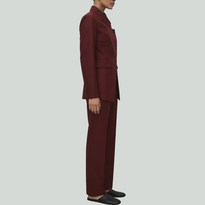 Fashion Slant Collar Jacket and Straight Pants Two-Piece Set