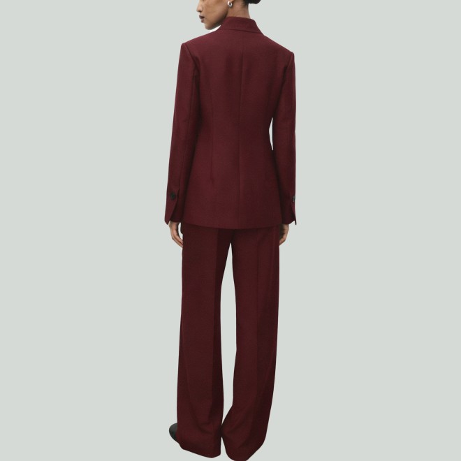 Fashion Slant Collar Jacket and Straight Pants Two-Piece Set