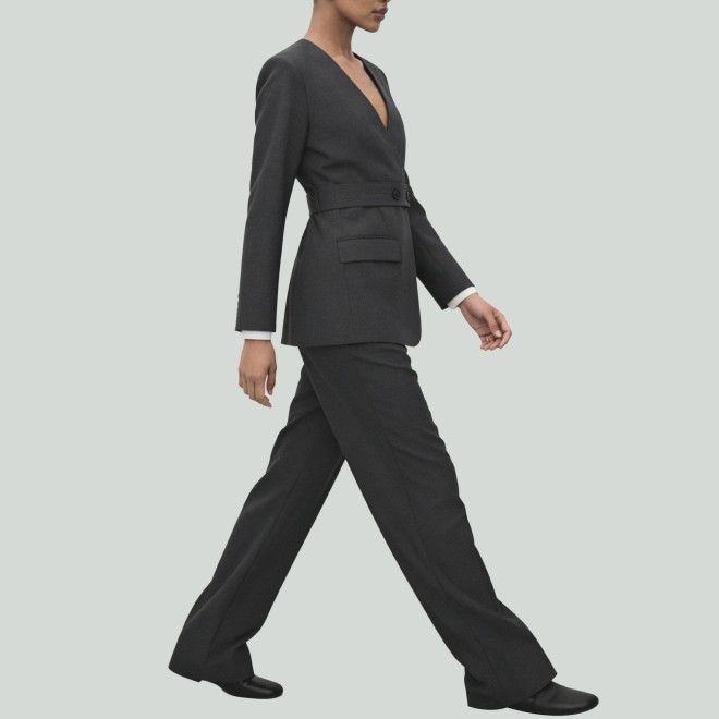 Solid Color Suit Blazer Two-Piece Set