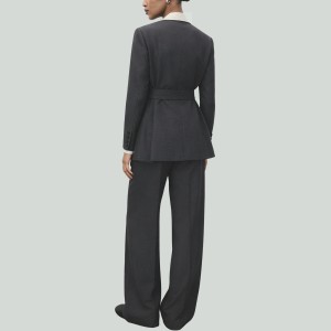 Solid Color Suit Blazer Two-Piece Set