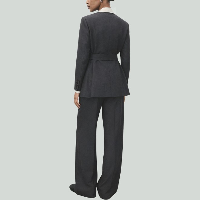 Solid Color Suit Blazer Two-Piece Set