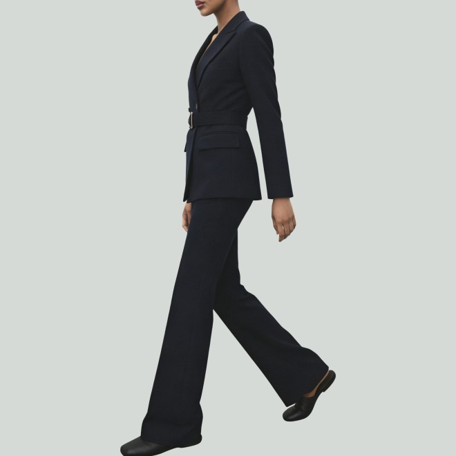 Exquisite Simple Suit Jacket Flared Pants Set