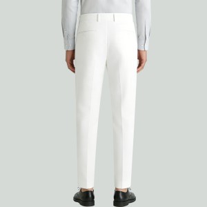 Men's Slim-Fit White Wool Trousers