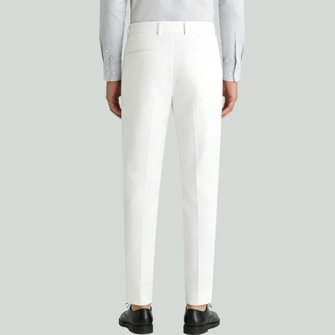 Men's Slim-Fit White Wool Trousers