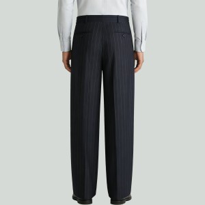 Men's Slim-Fit Striped Wool Business Trousers