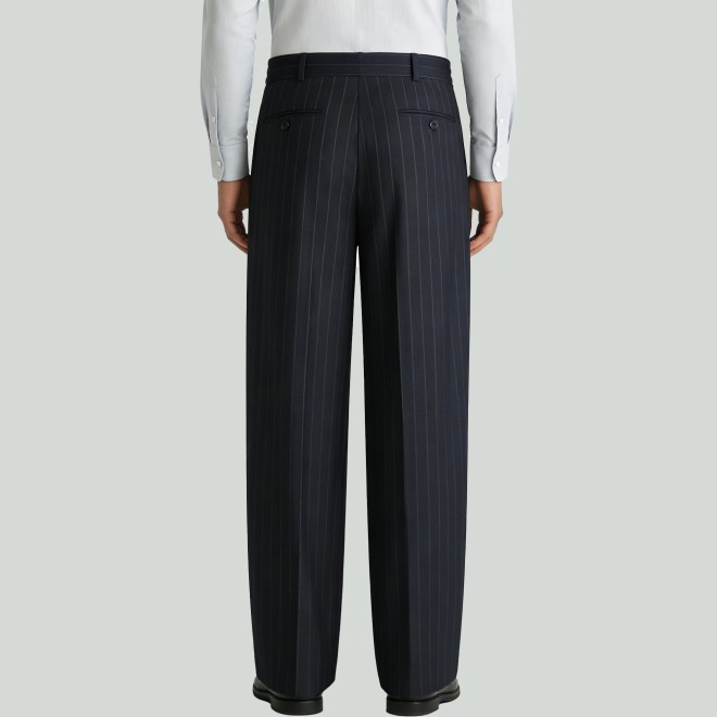 Men's Slim-Fit Striped Wool Business Trousers